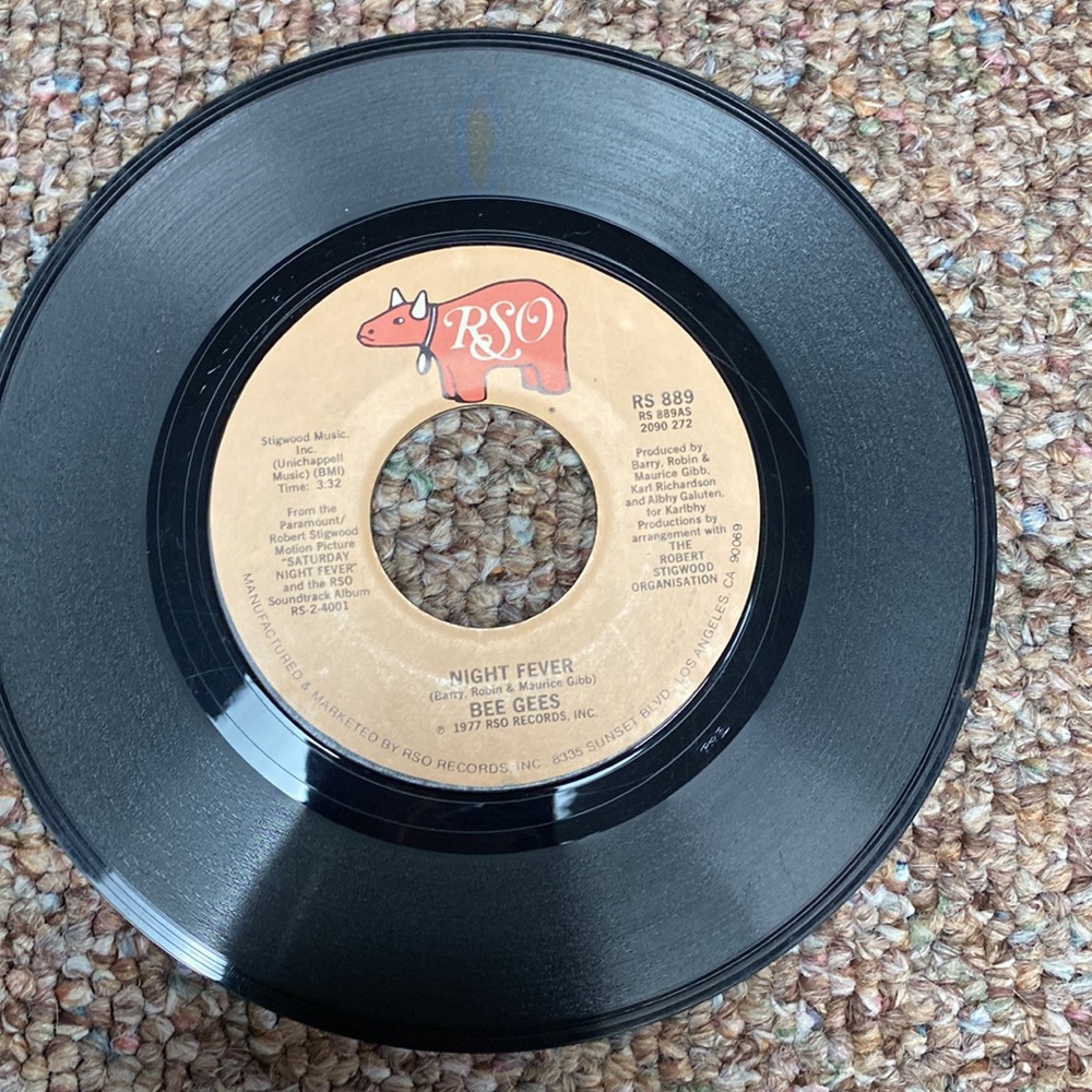 45 RPM vinyl Bee Gees “Night Fever” 1977 RSO Records